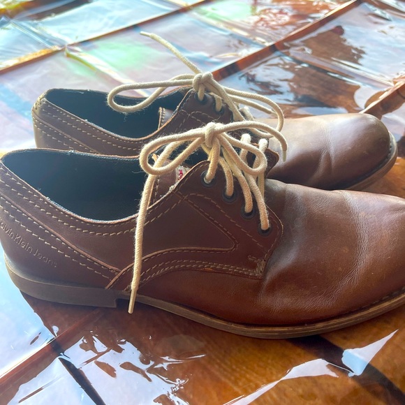 calvin klein dress shoes brown Calvin Klein Brodie Leather 34F0617-MED Mens Brown Leather Oxfords & Lace  Ups Plain Toe Shoes main image 1